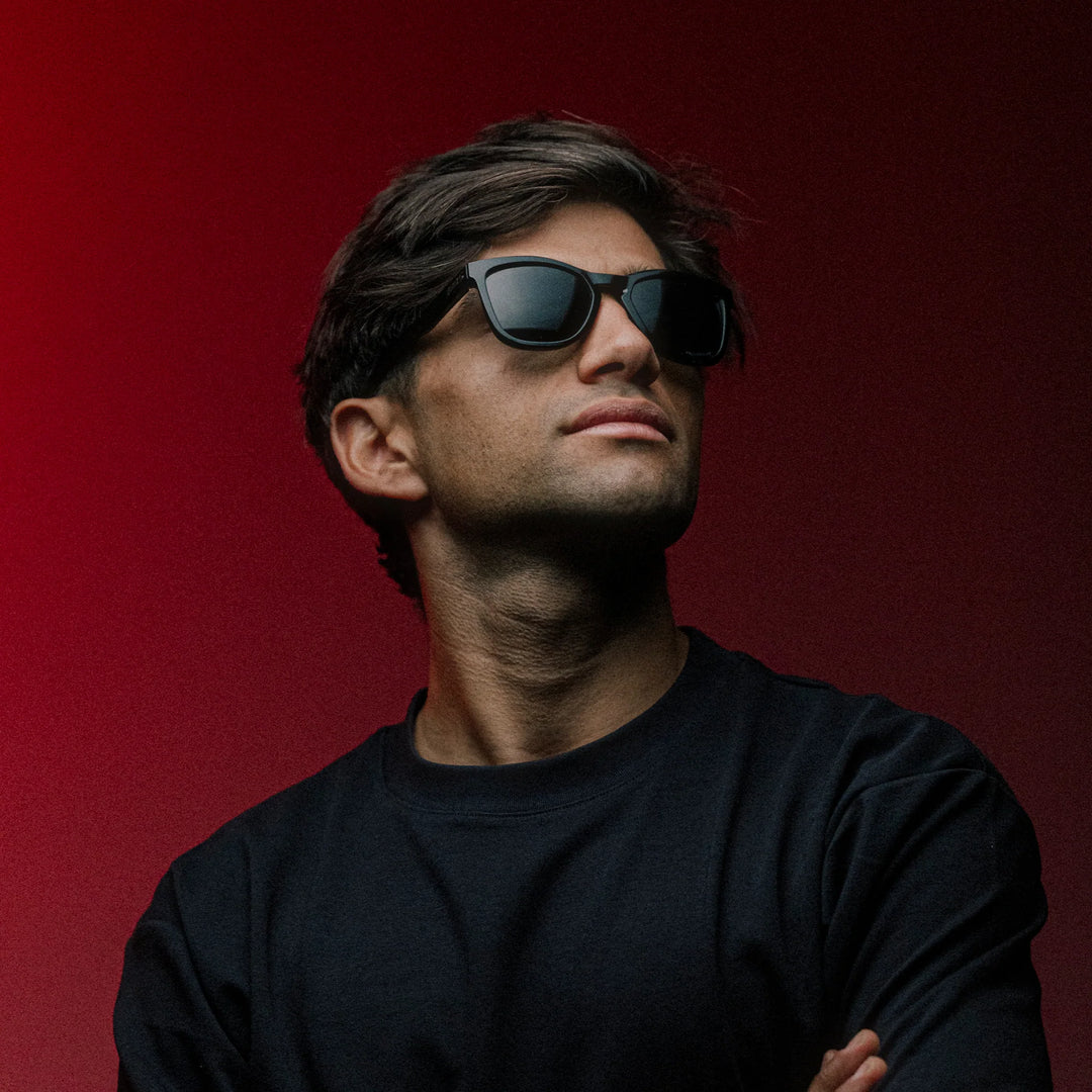 HUDSON Polished Black Polarized Grey Lens
