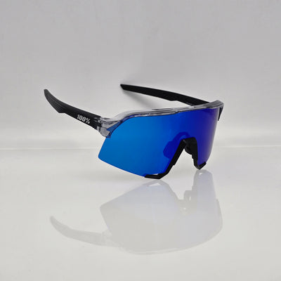 S3 TRANSLUCENT GREY / MATT BLACK - MIRROR BLUE LENS