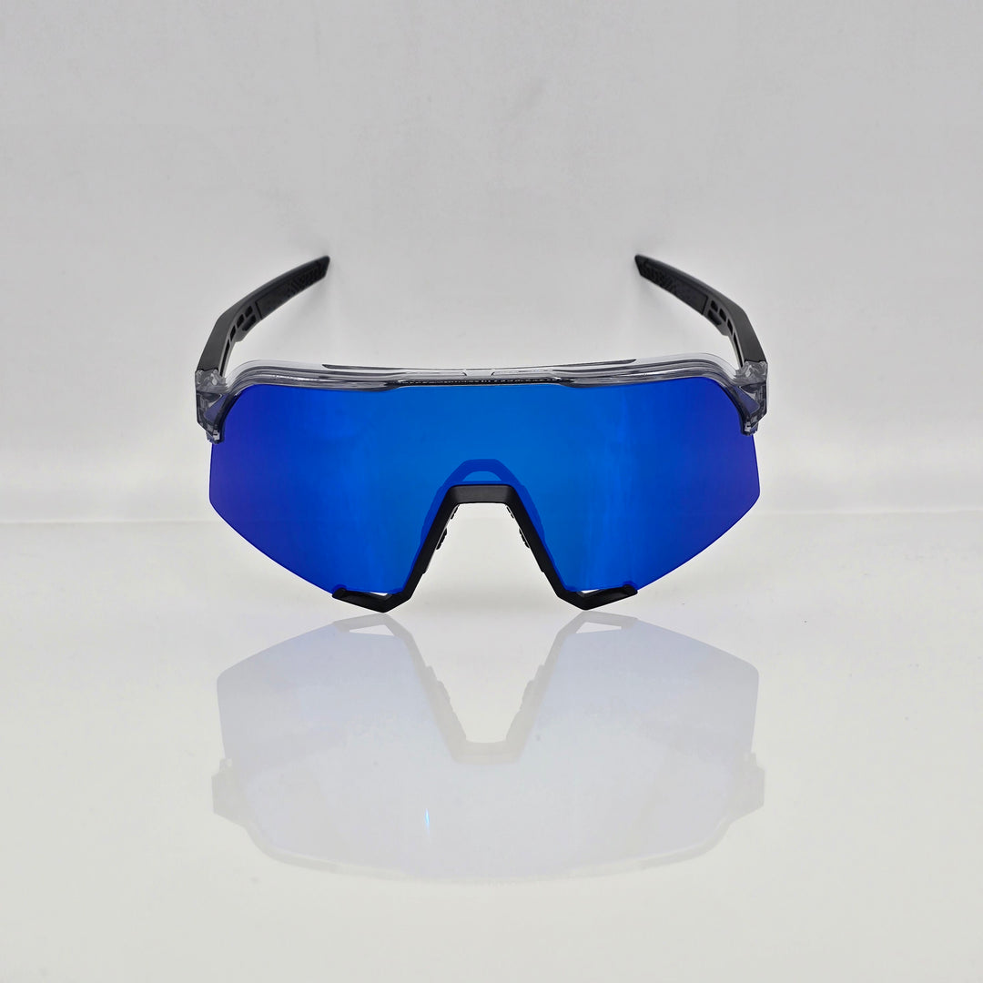 S3 TRANSLUCENT GREY / MATT BLACK - MIRROR BLUE LENS