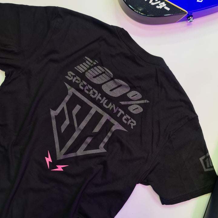 SPEED HUNTER X 100% - TEE BLACK - NEON PINK