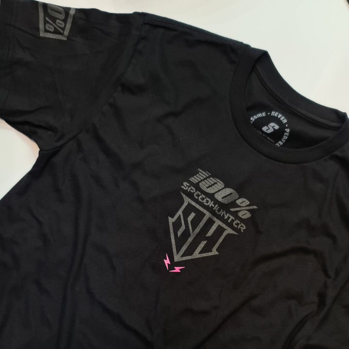 SPEED HUNTER X 100% - TEE BLACK - NEON PINK