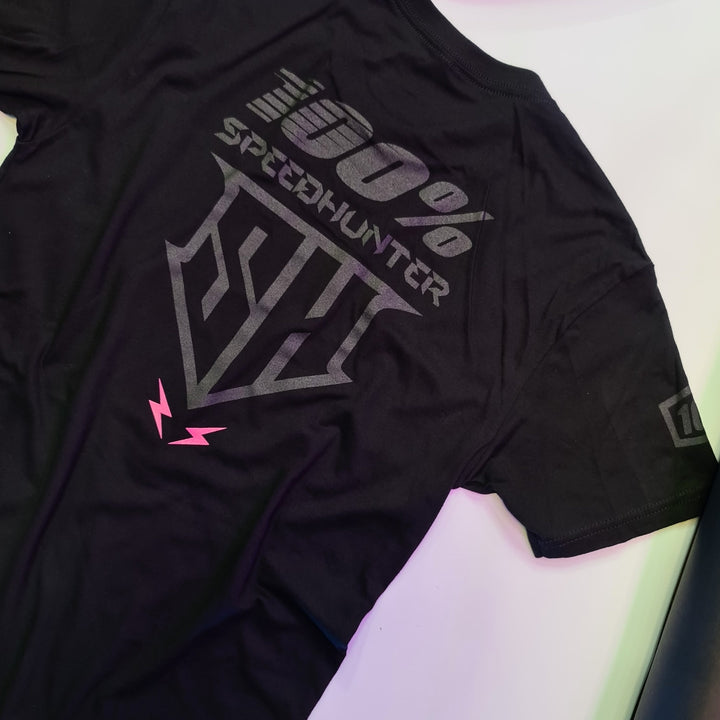 SPEED HUNTER X 100% - TEE BLACK - NEON PINK