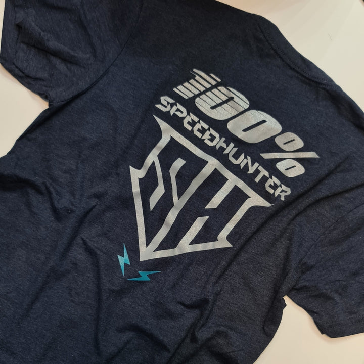 SPEED HUNTER X 100% - TEE HEATHER NAVY - CYAN