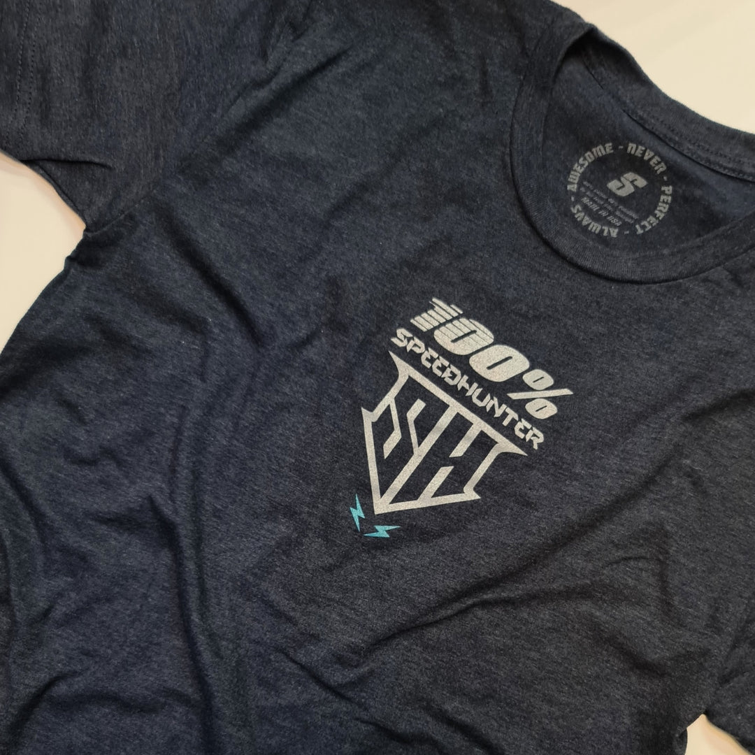 SPEED HUNTER X 100% - TEE HEATHER NAVY - CYAN